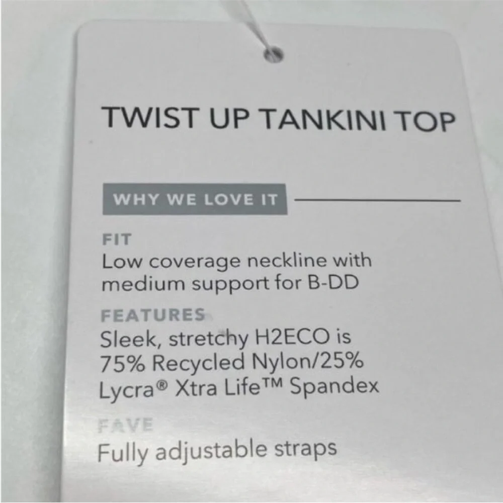 Athleta Womens Twist Up Tankini Swim Tank UPF 50+ Black 32 D/DD New